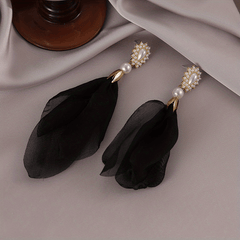 Pearl & Chiffon Drop Earrings - Fashionable Jewelry for Women