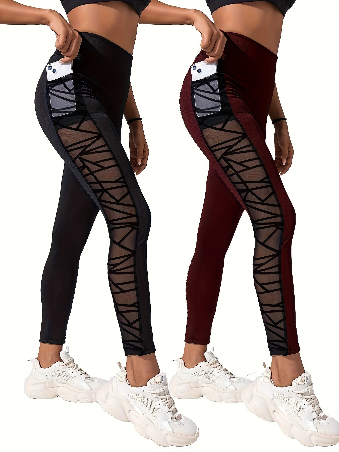 2pcs Mesh Shaping Pants Tummy Control Compression Slimming Pants Women