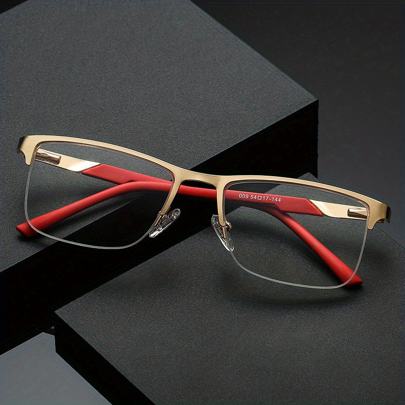 Anti Light Anti UV Semi Rimless Stainless Steel Business Glasses Reader Glasses
