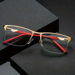 Anti Light Anti UV Semi Rimless Stainless Steel Business Glasses Reader Glasses
