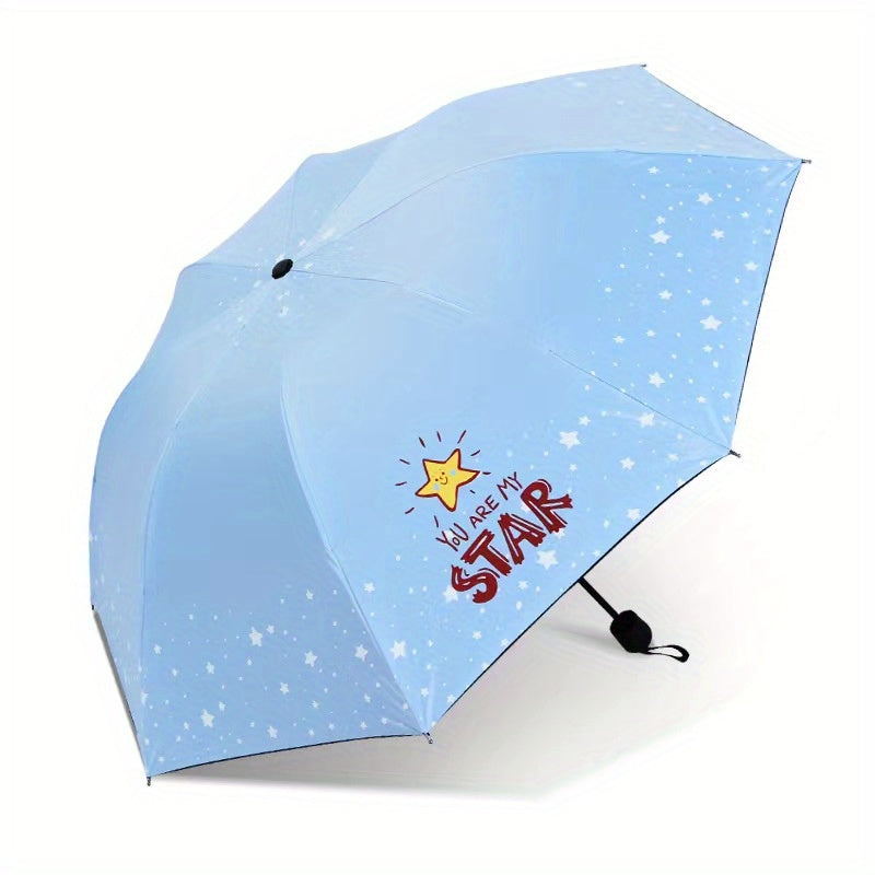 8 Ribs Star Print Umbrella Sunshade Manual Umbrella