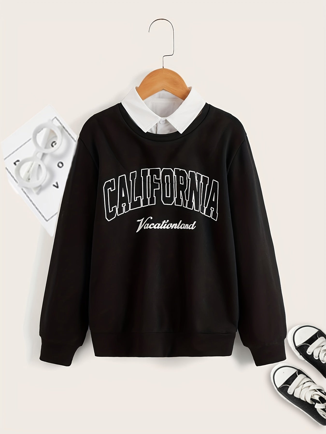 CALIFORNIA Boys Letter Print Pullover Sweatshirt