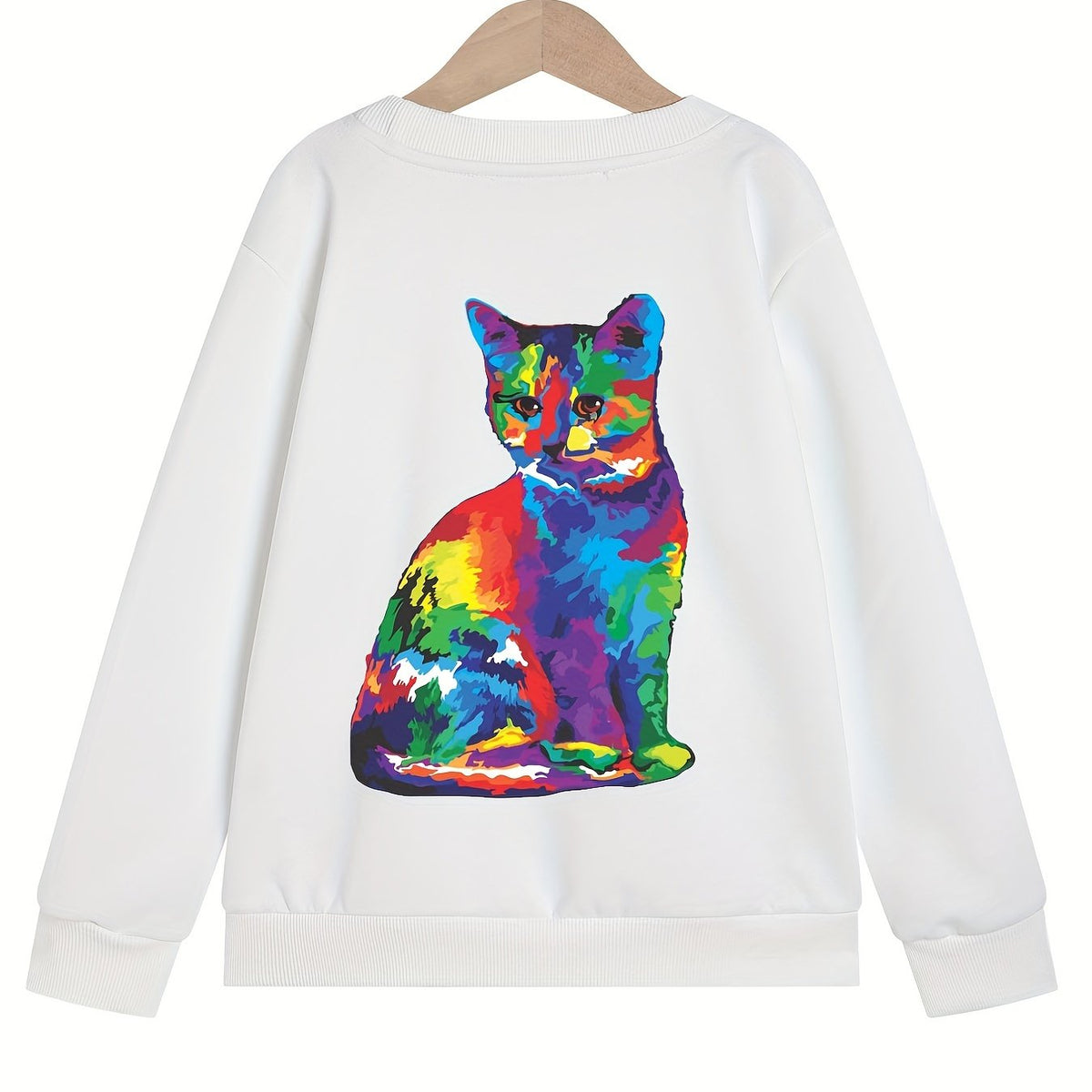Art Tie Dye Cat Graphics Girls' Sweatshirt Pullover