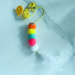 Interactive Hanging Door Cat Teaser Toy with Feather Graphic