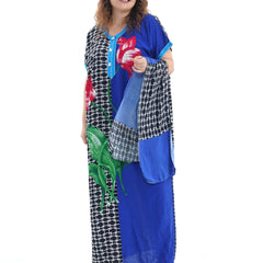 Plus Size Ramadan Kaftan Dress Set Geometric Floral Print