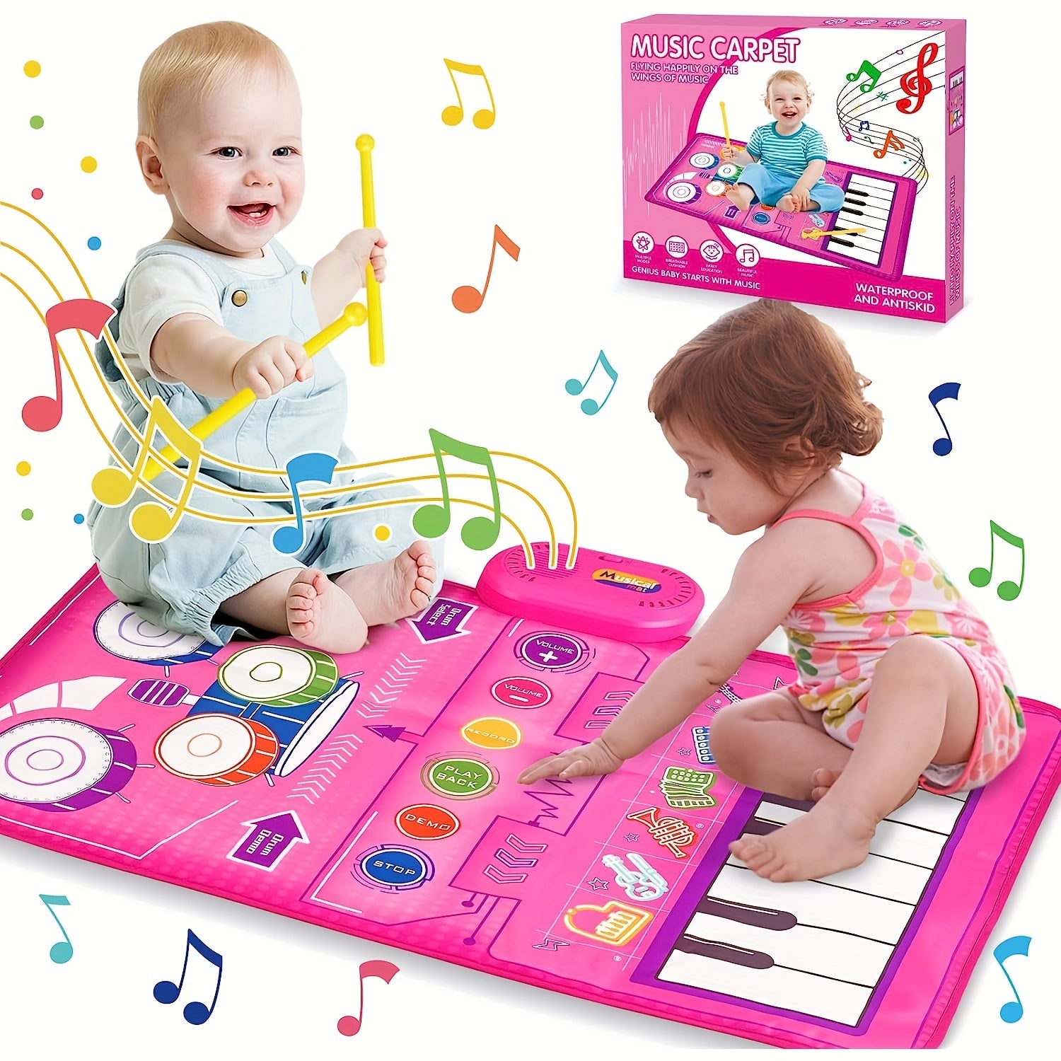 2 in 1 Baby Piano Keyboard & Drum Floor Mat
