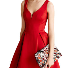 Princess Pompom Mini Bridesmaid Dress V neck Dinner Gowns