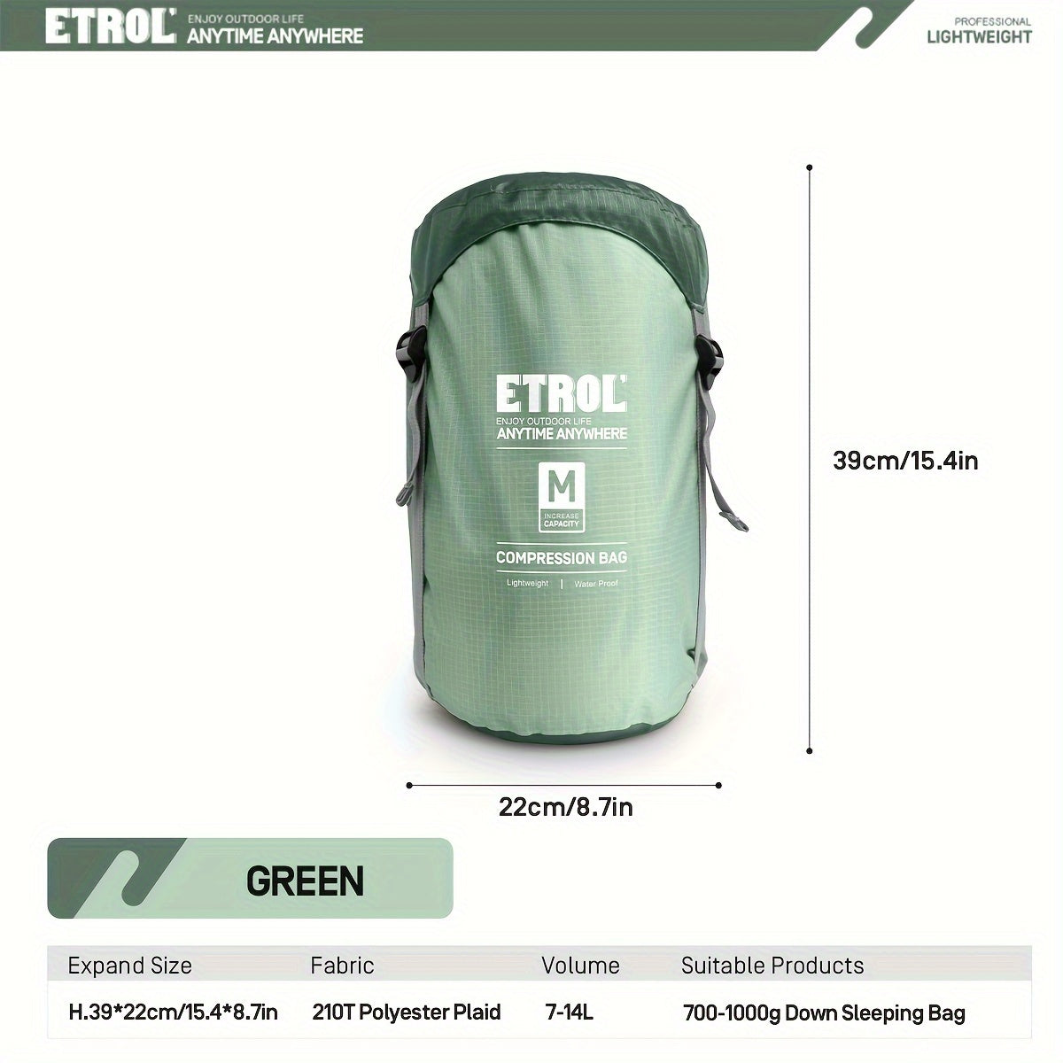 ETROL Camping Sleeping Bag Storage Bag Waterproof Compression Bag