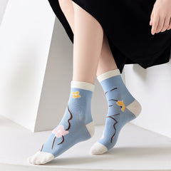 Funny Pattern Mid Tube Socks For Sports Skateboard Women's Socks