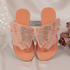 Girls Butterfly Flip Flops Lightweight Slippers for Beach Vacation