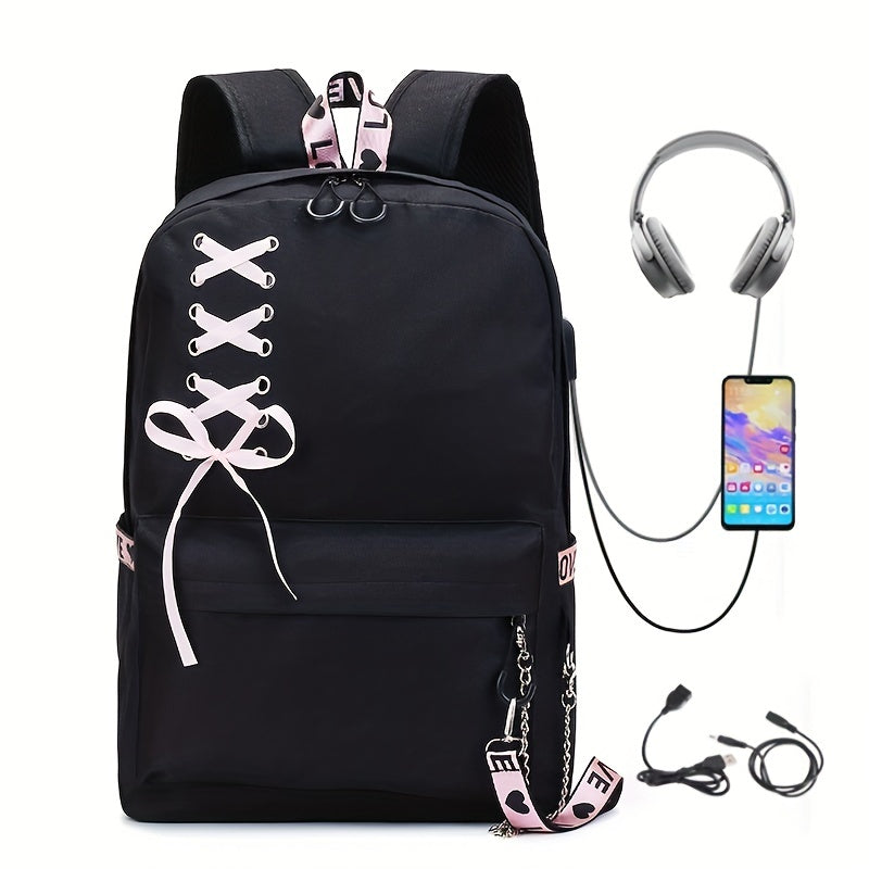 Large Capacity Canvas Travel Backpack with USB Charging Port