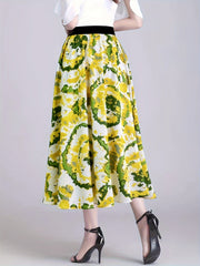 Women's Plus Tie Dye Print High Waist A line Skirt