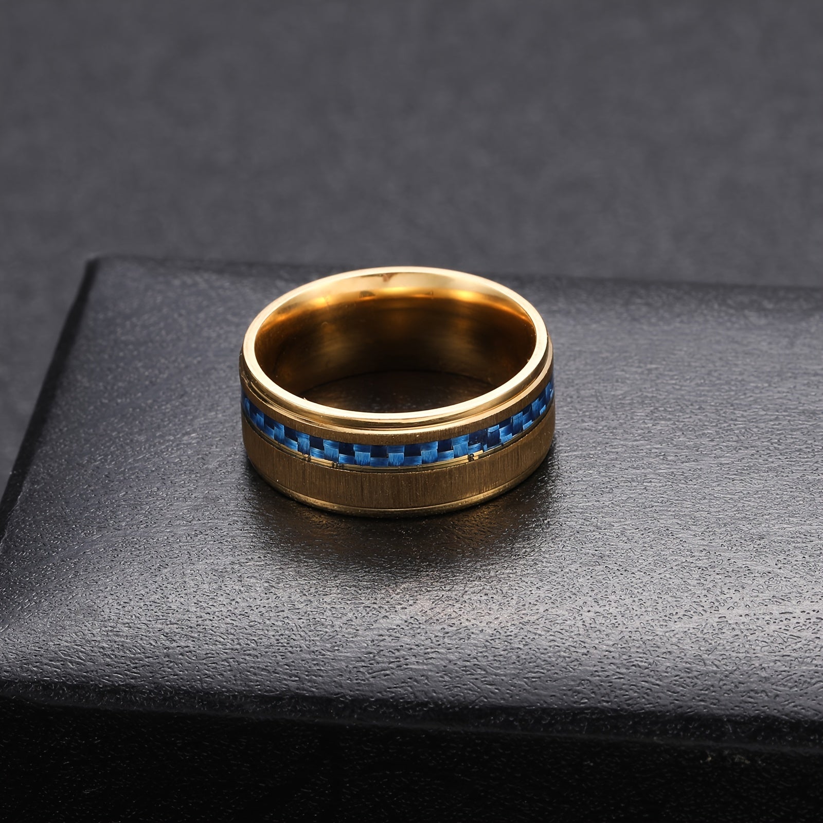 Men's Stainless Steel Sapphire Ring