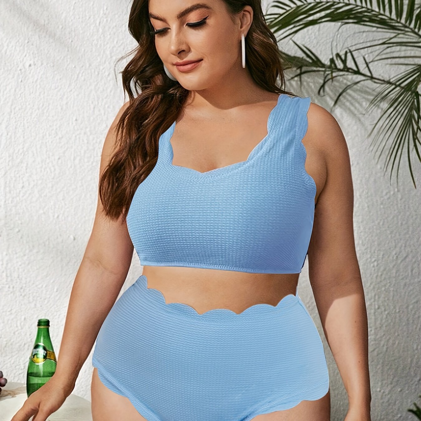 Scalloped Trim Bikini Set
