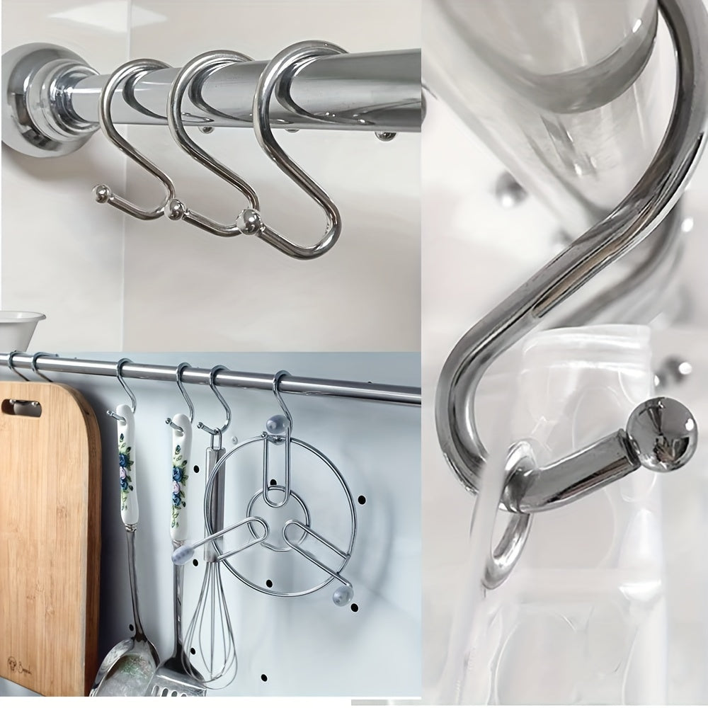 12pcs Nickel Shower Curtain Hooks Rust Proof Shower Curtain Rings Silver
