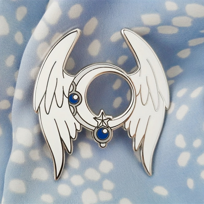 Enamel Star Moon Feather Brooch Men's Fashion Jewelry