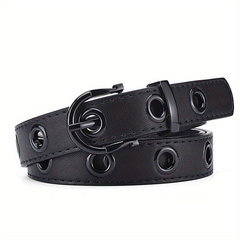 Eyelet Hollow Out PU Belt Vintage Solid Waist Belt Classic Jeans Pants Belts