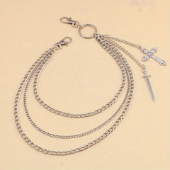 Geometric Cross Pants Chain Sword Pendant Decoration