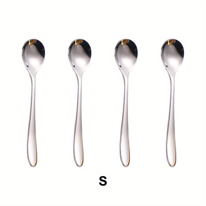 4pcs Stainless Steel Dessert Spoon Modern Stirring Reusable Ice Cream Spoon