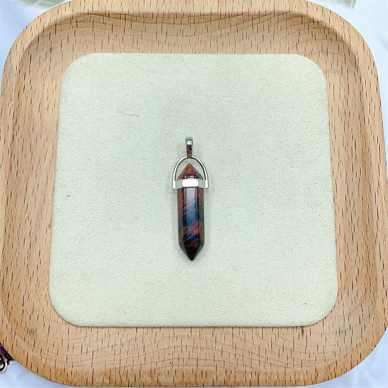 Crystal Tower Pendant Natural Quartz Point Wand Charm Obelisk 41mm