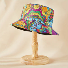 Reversible Cartoon Graffiti Bucket Hat Lightweight