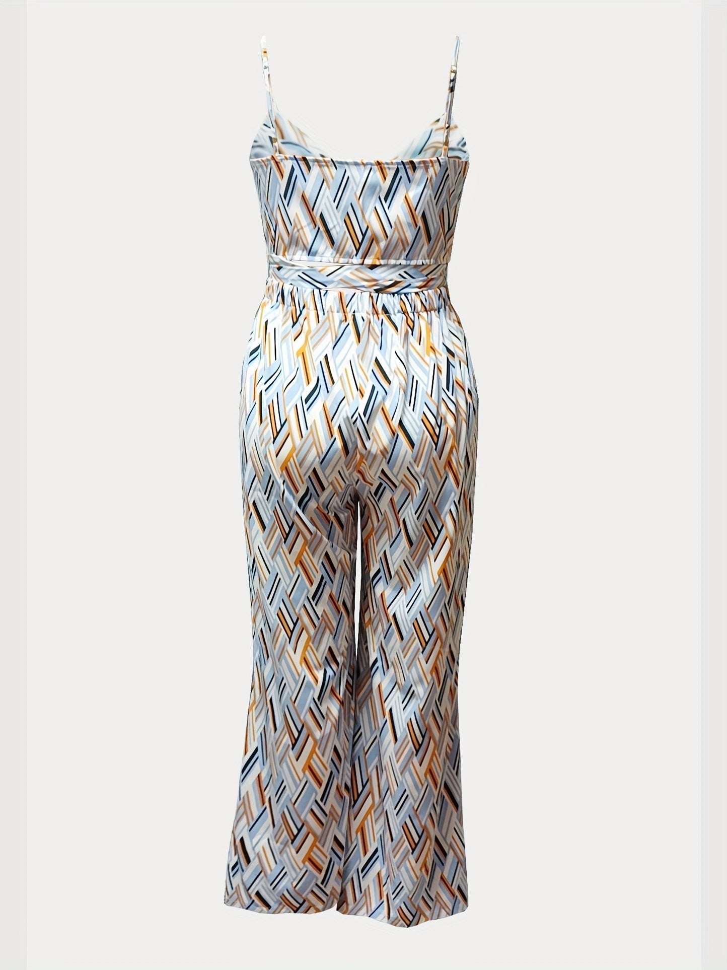  Basketweave Print Cami Top & Wide Leg Pants Set