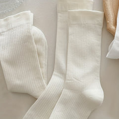 6 Pairs Solid Crew Socks Breathable Women's Stockings & Hosiery
