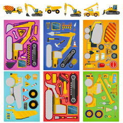 6 Engineering Vehicles Puzzle Sticker Games