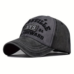 Distressed Cotton Baseball Cap with Hat Letter Embroidery