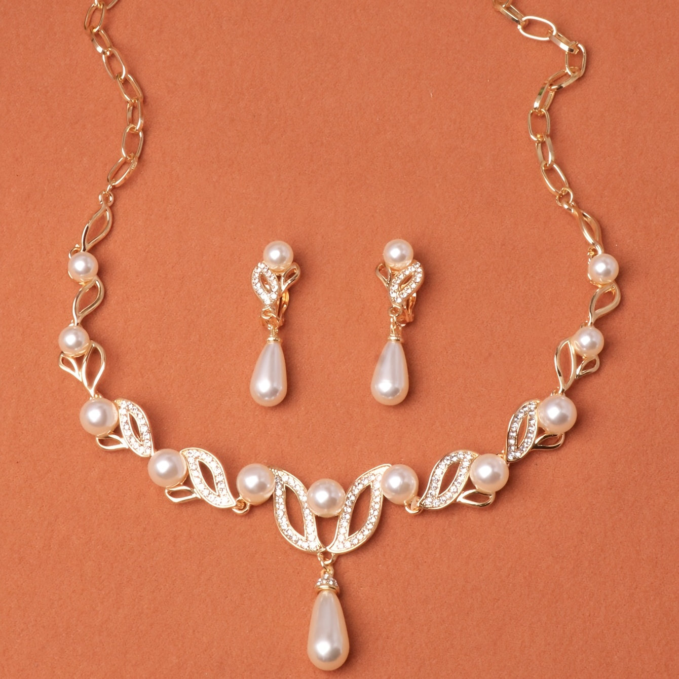 DIY Pearl Necklace Earrings Set Women's Jewelry