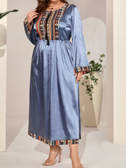 Abaya Dress Women's Plus Geometric Print Maxi Jalabiya Dress