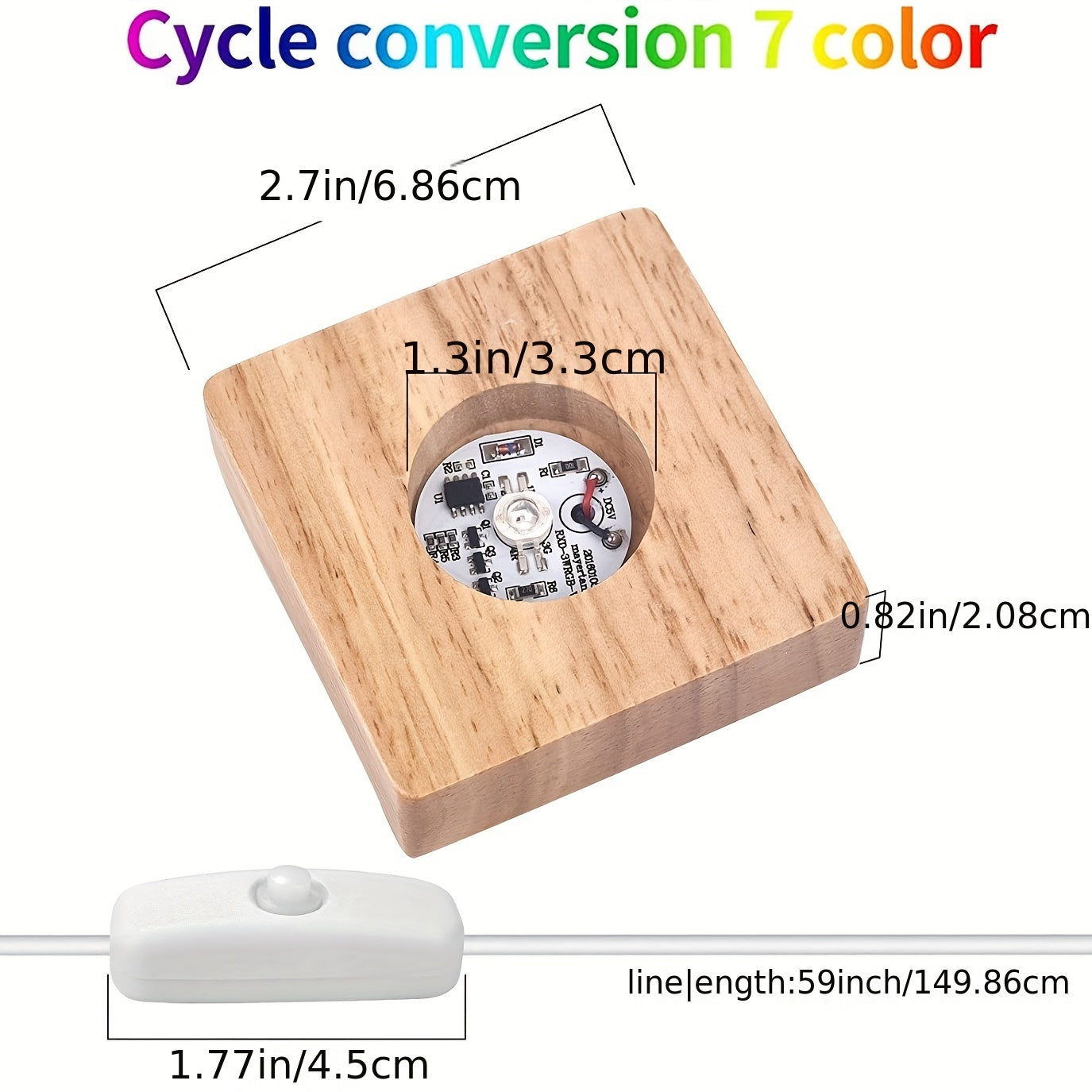 LED Lights Display Base 7 Colored Round Wooden Lighted Stand
