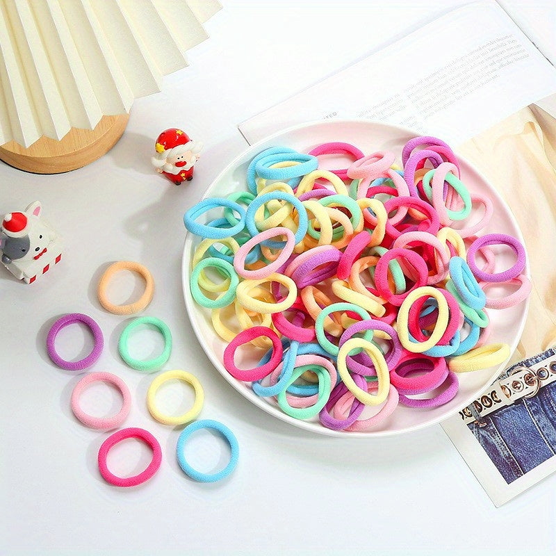 100pcs Small Hair Tie Candy Hair Rope Ponytail Braids Holder Hair Ring