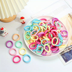 100pcs Small Hair Tie Candy Hair Rope Ponytail Braids Holder Hair Ring