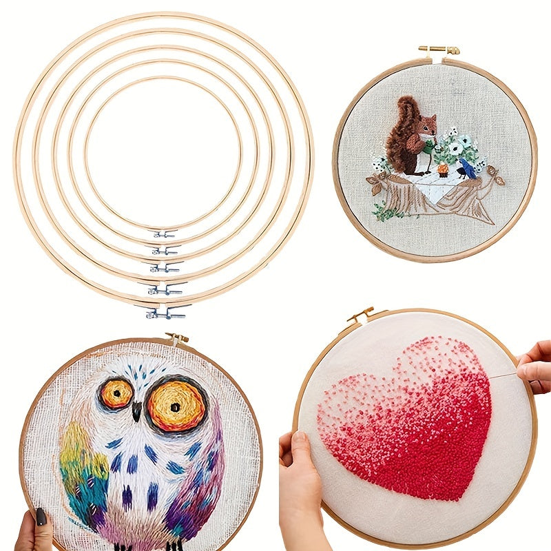 Bamboo Embroidery Stretch Adjustable Cross Stitch Hoop Tool