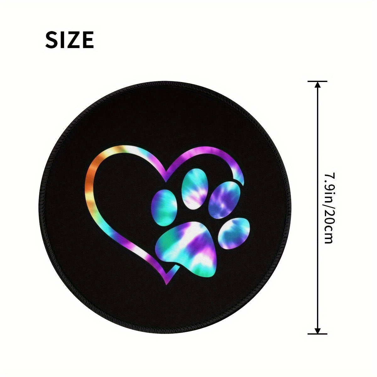 Galaxy Paw & Heart Pattern Round Mouse Pad Non Slip Rubber Base Mousepad