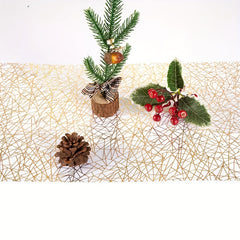 Golden Metallic Linen Table Runner for Wedding Parties