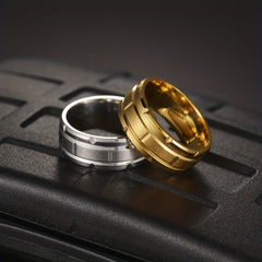 Men's Stainless Steel Single Ring Vacuum Plated Casual Jewelry