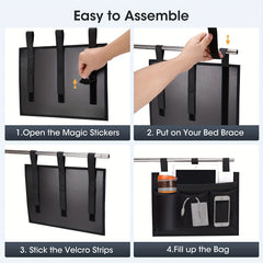 Bedside Caddy Hanging Storage Organizer for Beds - Remote Phone Holder