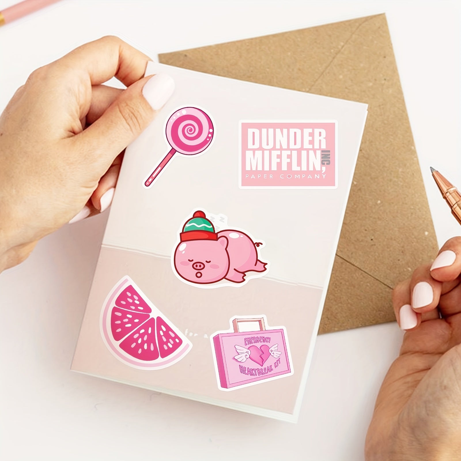 50 Pink Decal Stickers for Laptop and Water Bottle - Cute Vinyl Stickers