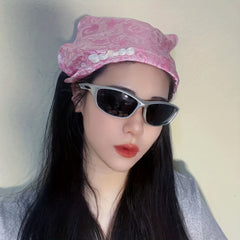 Satin Flower Jacquard Head Scarf Vintage Bandanas Hairband Y2K Headwrap