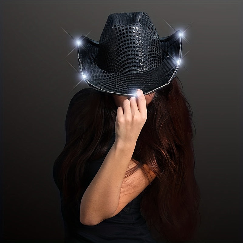 Flashing Led Sequin Cowboy Hat Y2K Style