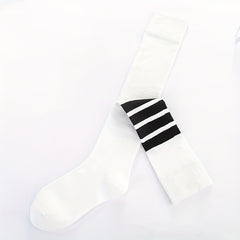 2 Pairs Striped Solid Calf Socks College Style Knee High Socks Women's Stockings