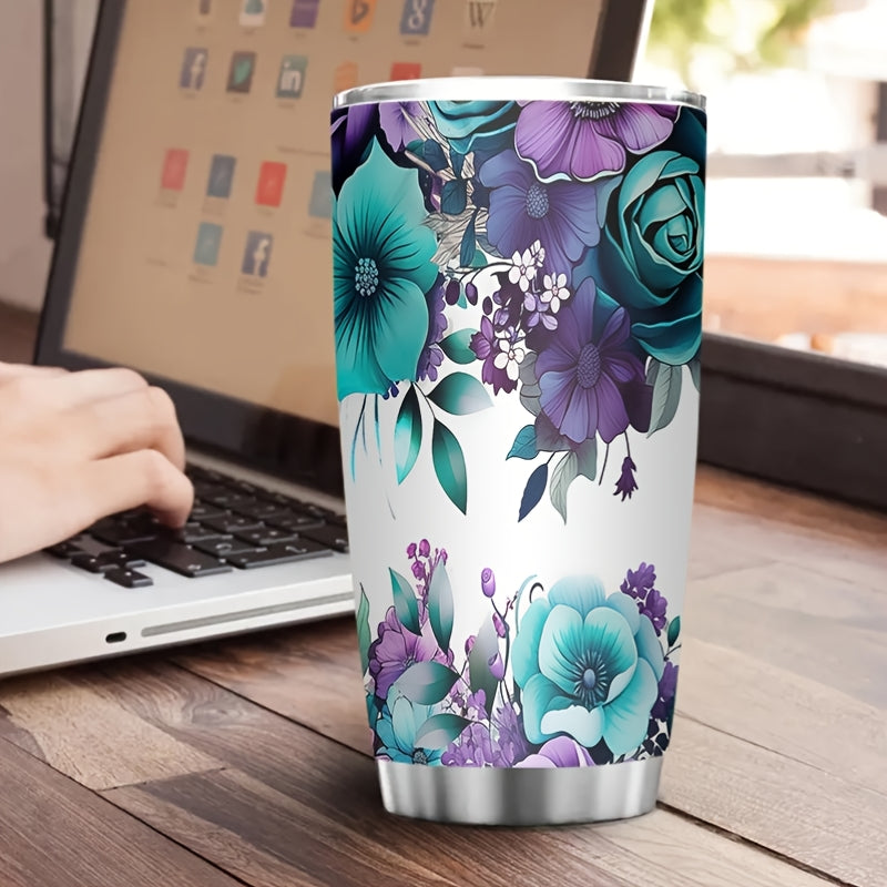 Floral Print Insulated Travel Mug 20oz Stainless Steel