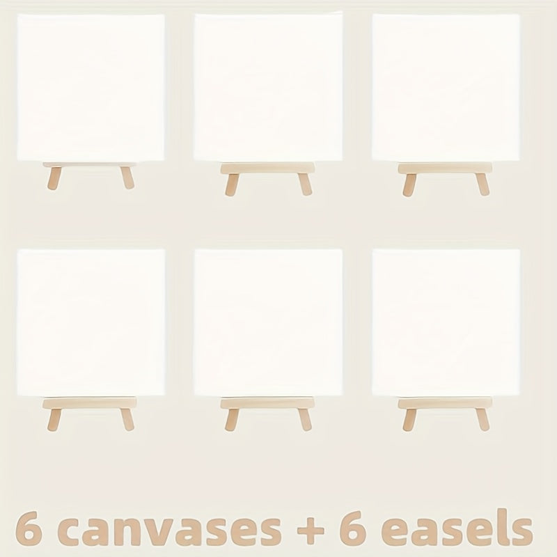 12pcs Art Easel Set with 6 Canvases & 6 Easels