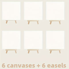 12pcs Art Easel Set with 6 Canvases & 6 Easels