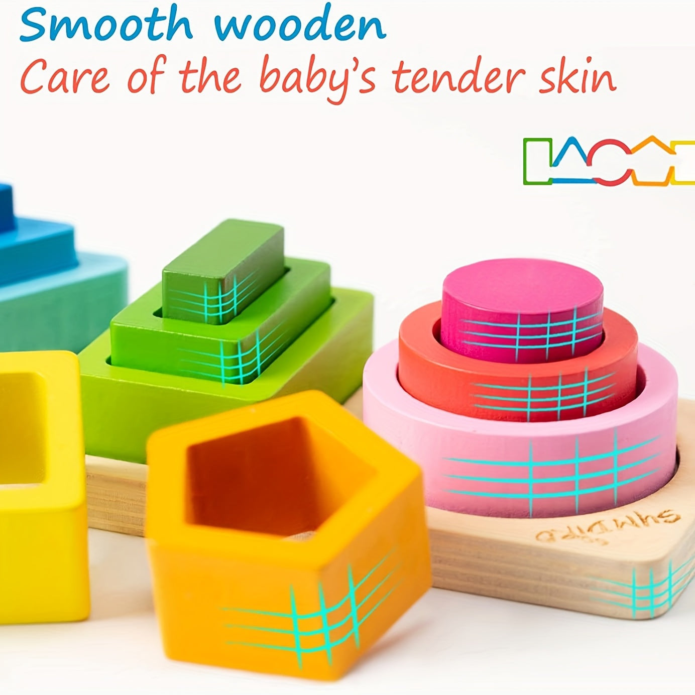 Montessori Wooden Sorting & Stacking Toy - Toddler Shape Sorting Gift