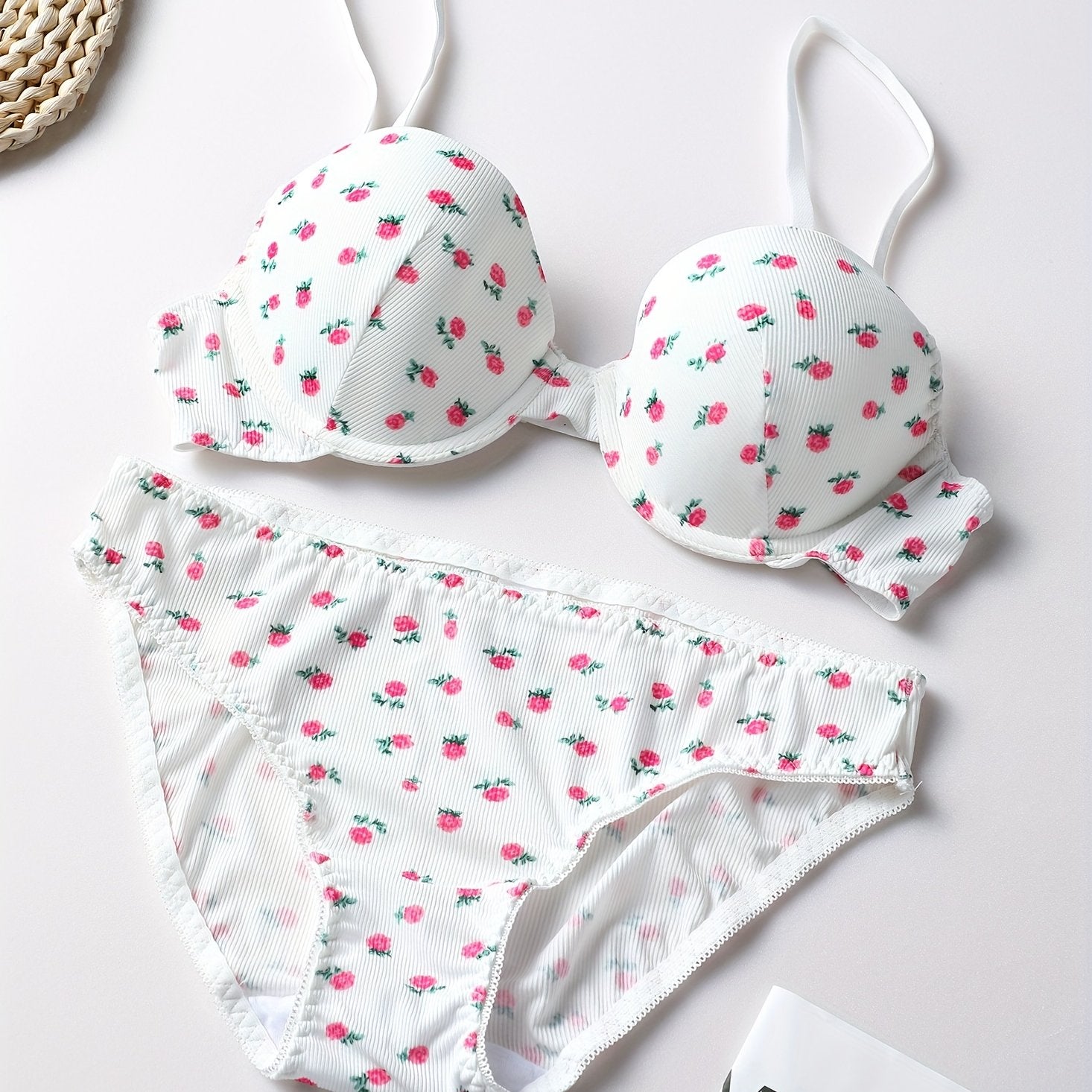 Floral Print Push Up Bra & Panties Set