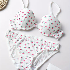 Floral Print Push Up Bra & Panties Set