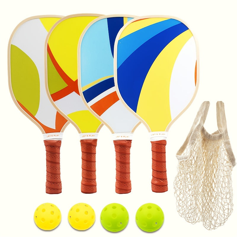 Pickleball Paddle Set 4 Paddles Edge Guard Rubber Ring 4 Balls Carry Bag Gift